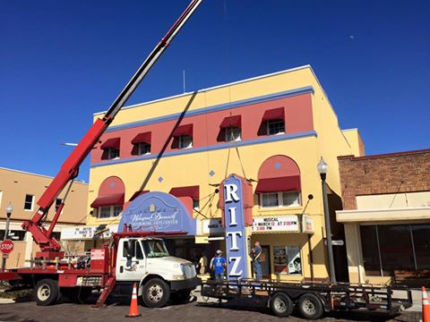 2020 Installation of the Ritz Corner Sign. Ritz Theater Collection